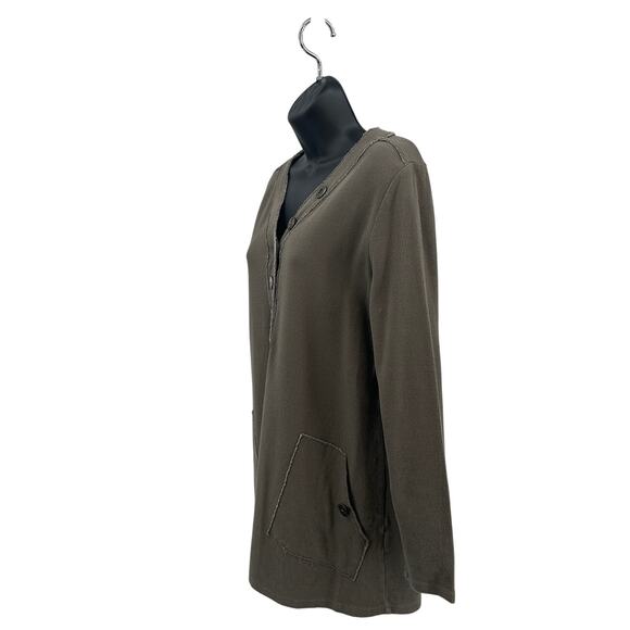 Soft Surroundings Button-Up Henley Shirt Top WMN S Gray 100% Cotton #2CU36 Tunic - Picture 3 of 6